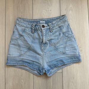 Urban Outfitters BDG light wash braided belt loops high waisted denim shorts 24